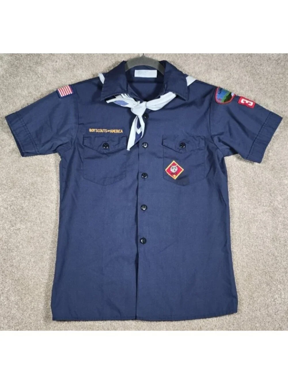 Boy Scouts of America Vtg Cub Scouts USA Short Sleeve Button Up Shirt Youth L